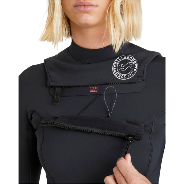 2026 Billabong Dames Salty Dayz Natural 4/3mm Borst Ritssluiting Wetsuit ABJW100196 - Black